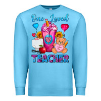 Ocean Blue One Loved Teacher Valentines Day Cold Drink Frappe Premium Sweatshirt - FaDigitalArtStudio
