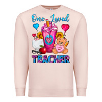 Pale Pink One Loved Teacher Valentines Day Cold Drink Frappe Premium Sweatshirt - FaDigitalArtStudio