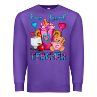 Purple One Loved Teacher Valentines Day Cold Drink Frappe Premium Sweatshirt - FaDigitalArtStudio