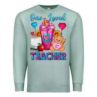 Seafoam One Loved Teacher Valentines Day Cold Drink Frappe Premium Sweatshirt - FaDigitalArtStudio