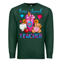 Sports Green One Loved Teacher Valentines Day Cold Drink Frappe Premium Sweatshirt - FaDigitalArtStudio
