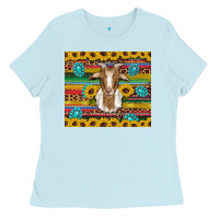 Goat Sunflowers Gemstones Serape Leopard Glitter Ladies Tee | Teevron
