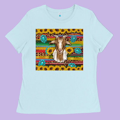 Goat Sunflowers Gemstones Serape Leopard Glitter Ladies Tee Designed By Artiststas