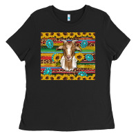 Black goat sunflowers gemstones serape leopard glitter Ladies Tee - Artiststas