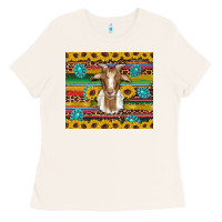 Bone goat sunflowers gemstones serape leopard glitter Ladies Tee - Artiststas
