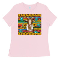 Bubblegum Pink goat sunflowers gemstones serape leopard glitter Ladies Tee - Artiststas