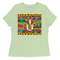 Matcha goat sunflowers gemstones serape leopard glitter Ladies Tee - Artiststas