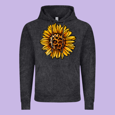 Sunflower Leopard Vintage Hoodie Designed By Jasminsmagicworld