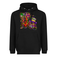 Black mardi gras louisiana map Heavyweight Hoodie - OliviaCreatesArt