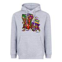 Heather Grey mardi gras louisiana map Heavyweight Hoodie - OliviaCreatesArt