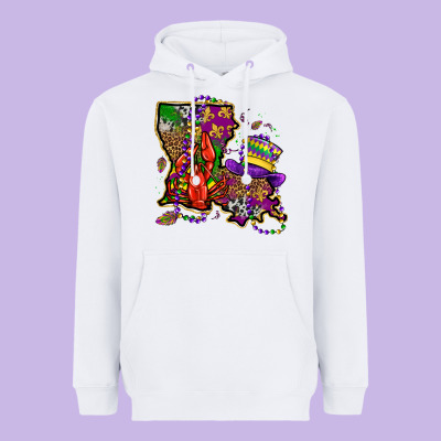 Mardi Gras Louisiana Map Heavyweight Hoodie Designed By Oliviacreatesart
