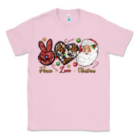 Bubblegum Pink Peace love Christmas Classic Tee - NancyCooperArtShop