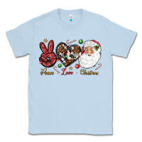 Dusty Blue Peace love Christmas Classic Tee - NancyCooperArtShop