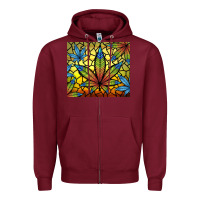 Burgundy stained glass weed Zipper Hoodie - TumblerDesignByShophia