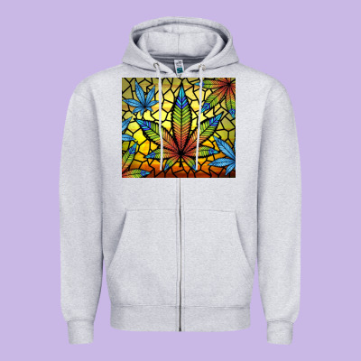 Stained Glass Weed Zipper Hoodie Designed By Tumblerdesignbyshophia
