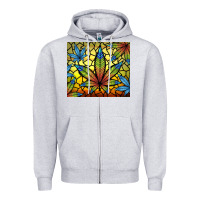 Heather Grey stained glass weed Zipper Hoodie - TumblerDesignByShophia