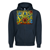 Navy stained glass weed Zipper Hoodie - TumblerDesignByShophia