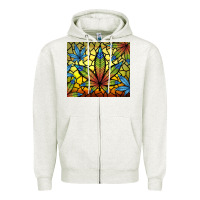 Oatmeal Heather stained glass weed Zipper Hoodie - TumblerDesignByShophia