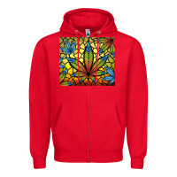 Red stained glass weed Zipper Hoodie - TumblerDesignByShophia