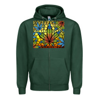 Sports Green stained glass weed Zipper Hoodie - TumblerDesignByShophia