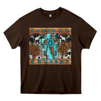 Chocolate Brown gemstone leopard cross Heavy Core Tee - AdoDesignShop