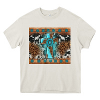 Cream gemstone leopard cross Heavy Core Tee - AdoDesignShop