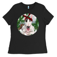 Black Bull Terrier And Farm Ladies Tee - RanaPortraitStore