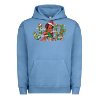 Pigment Pebble Blue Joy Girl Black Urban Hoodie - CowhideDigitalArt