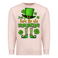 Pale Pink Just here for the shenanigans St. Patrick's Premium Sweatshirt - OliviaCreatesArt