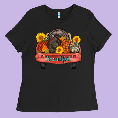 Thankful Turkey Truck Ladies Tee Designed By Adodesignshop