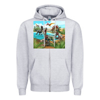 Heather Grey dinosaurs Zipper Hoodie - TumblerDesignByShophia