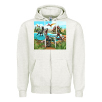 Oatmeal Heather dinosaurs Zipper Hoodie - TumblerDesignByShophia