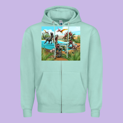 Dinosaurs Zipper Hoodie Designed By Tumblerdesignbyshophia