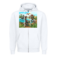 White dinosaurs Zipper Hoodie - TumblerDesignByShophia