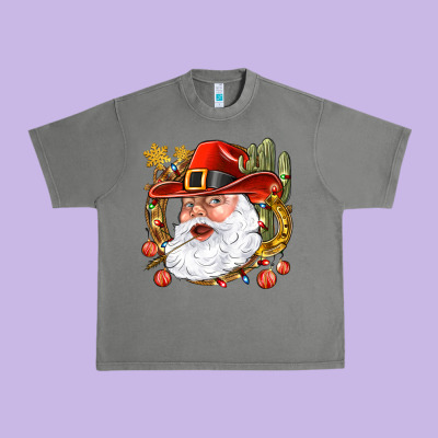 Cowboy Santa Urban Heavy Tee Designed By Nancycooperartshop