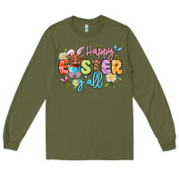 Army Green happy easter yall Long Sleeve Tee - Artiststas