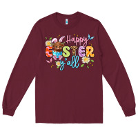 Burgundy happy easter yall Long Sleeve Tee - Artiststas
