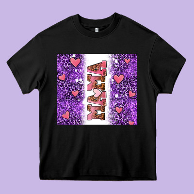 Purple Leopard Pink Mama Hearts Heavy Core Tee Designed By Adodesignshop