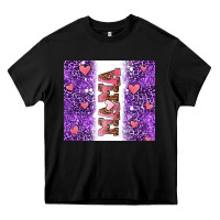 Black purple leopard pink mama hearts Heavy Core Tee - AdoDesignShop