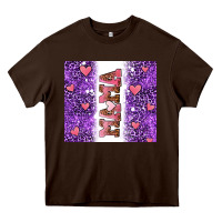Chocolate Brown purple leopard pink mama hearts Heavy Core Tee - AdoDesignShop