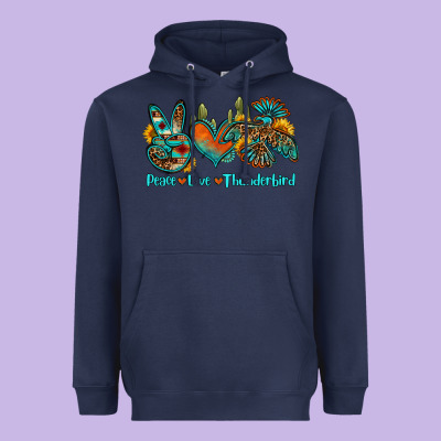 Peace Love Thunderbird Heavyweight Hoodie Designed By Oliviacreatesart