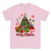 Bubblegum Pink merry christmas tree with gift box Classic Tee - MaliasSmallBusiness