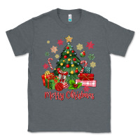 Charcoal Heather merry christmas tree with gift box Classic Tee - MaliasSmallBusiness