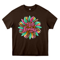 Chocolate Brown hello spring sunflower Heavy Core Tee - Artiststas