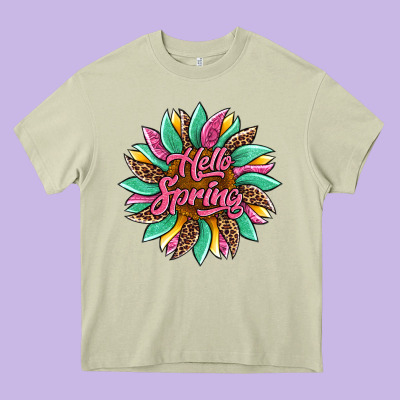 Hello Spring Sunflower Heavy Core Tee Designed By Artiststas