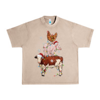 French Oak Merry Christmas Farm Animals Urban Heavy Tee - MaliasSmallBusiness