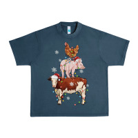 Midnight Navy Merry Christmas Farm Animals Urban Heavy Tee - MaliasSmallBusiness