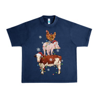 Navy Merry Christmas Farm Animals Urban Heavy Tee - MaliasSmallBusiness