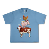 Pebble Blue Merry Christmas Farm Animals Urban Heavy Tee - MaliasSmallBusiness