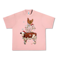 Salmon Merry Christmas Farm Animals Urban Heavy Tee - MaliasSmallBusiness
